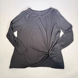 Jones New York Sport Women's Black Long Sleeve Twist Hem Athletic Top XL